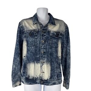 GS-115 Jacket Men's XL Blue Acid Wash Ripped Distressed Denim Premium Collection